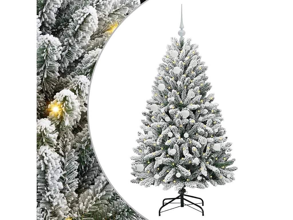 Sapin de Noël artificiel Vert et blanc 150 cm PVC et métal