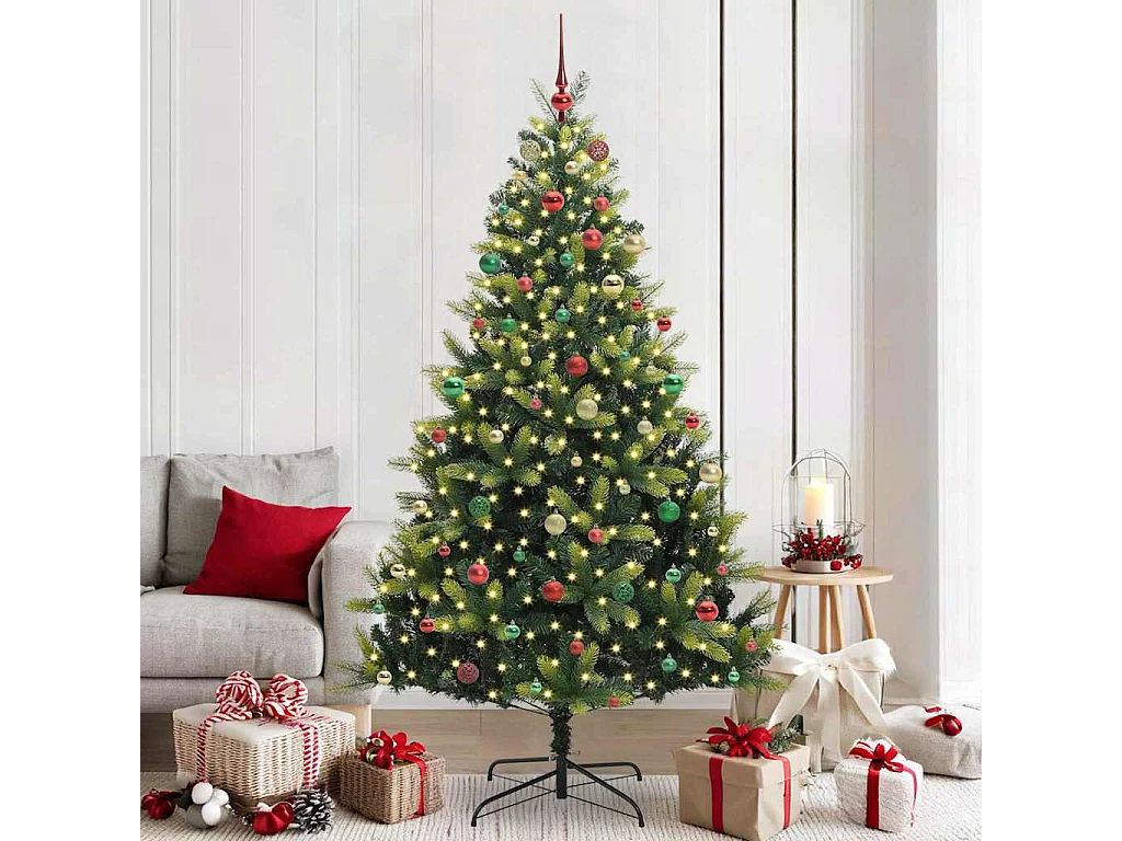 Arbre de Noël artificiel en silicone flexible 300 LEDs 210 cm