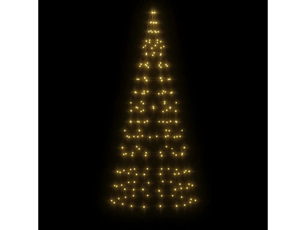 LED kerstboom op vlaggenmast 200 witte LED's 180 cm