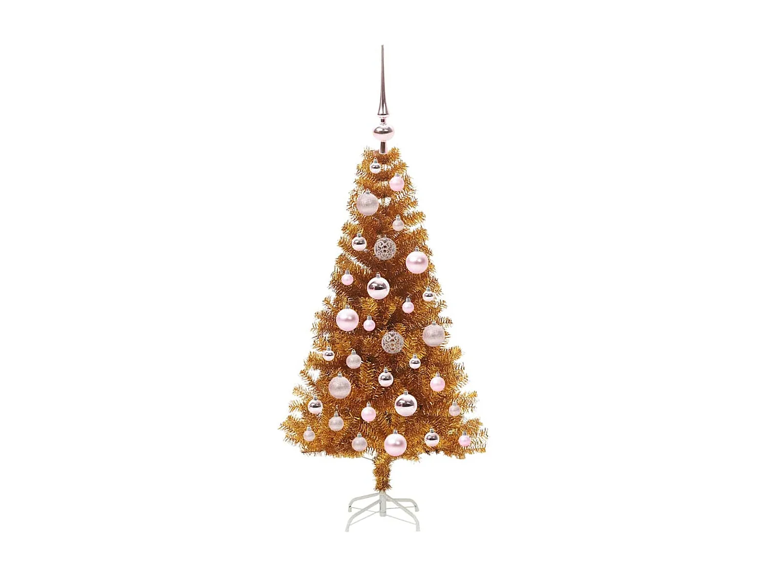 Sapin de Noël avec 150 LED avec support Doré 120 cm PET