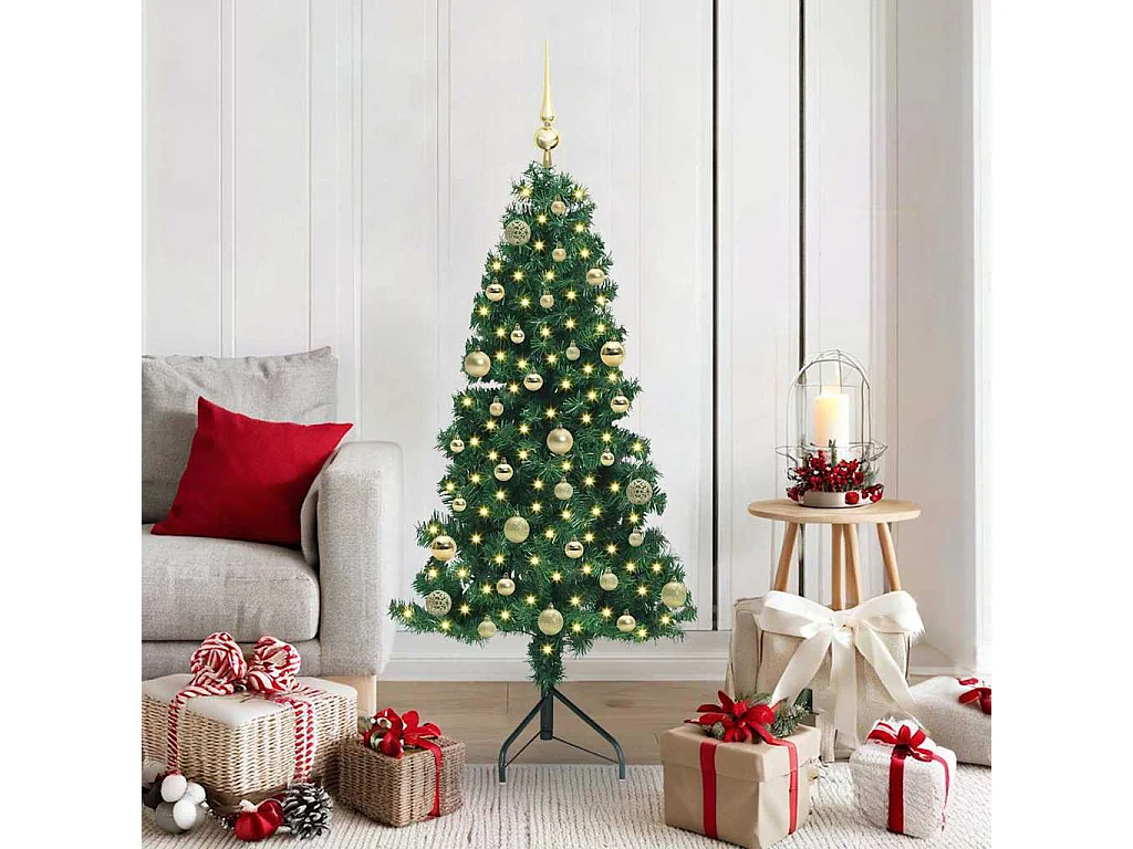Arbre de Noël artificiel d'angle Vert 150 cm PVC et métal