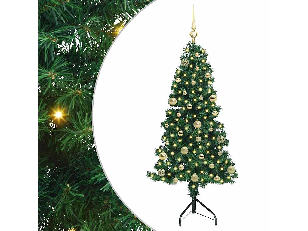Arbre de Noël artificiel d'angle Vert 150 cm PVC et métal