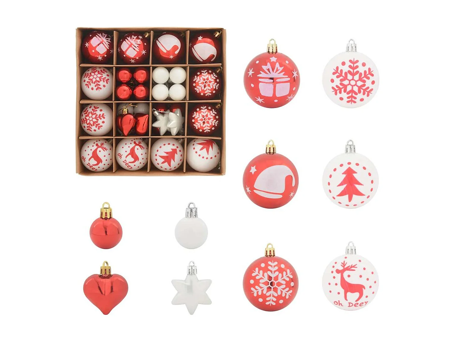 Ensemble de Boules de Noël 40 pcs Rouge et Blanc