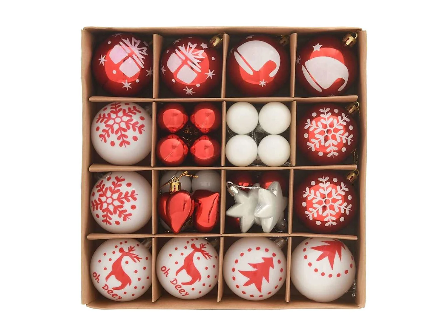 Ensemble de Boules de Noël 40 pcs Rouge et Blanc