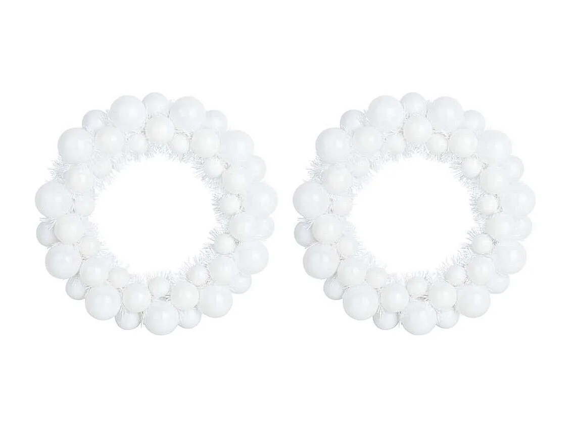 Couronnes de Boules de Noël 2 pcs Blanc 33 x 33 x 7 cm