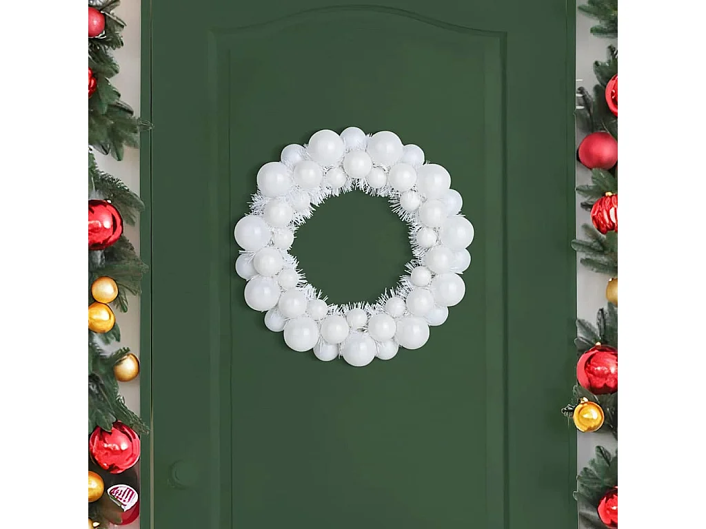 Couronnes de Boules de Noël 2 pcs Blanc 33 x 33 x 7 cm