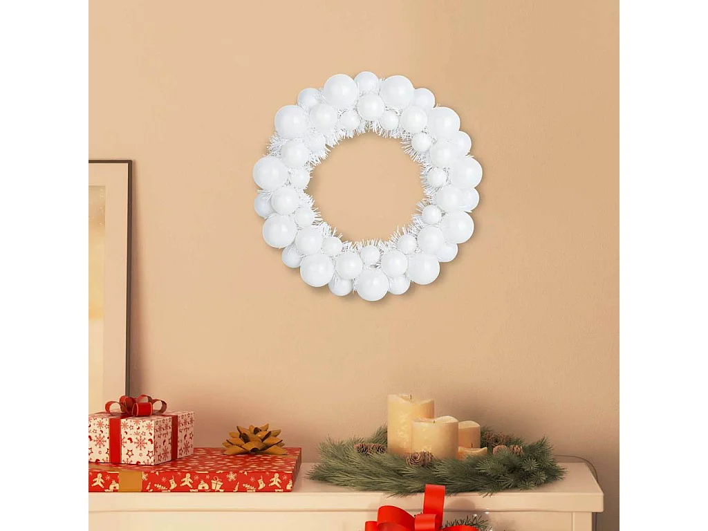 Couronnes de Boules de Noël 2 pcs Blanc 33 x 33 x 7 cm