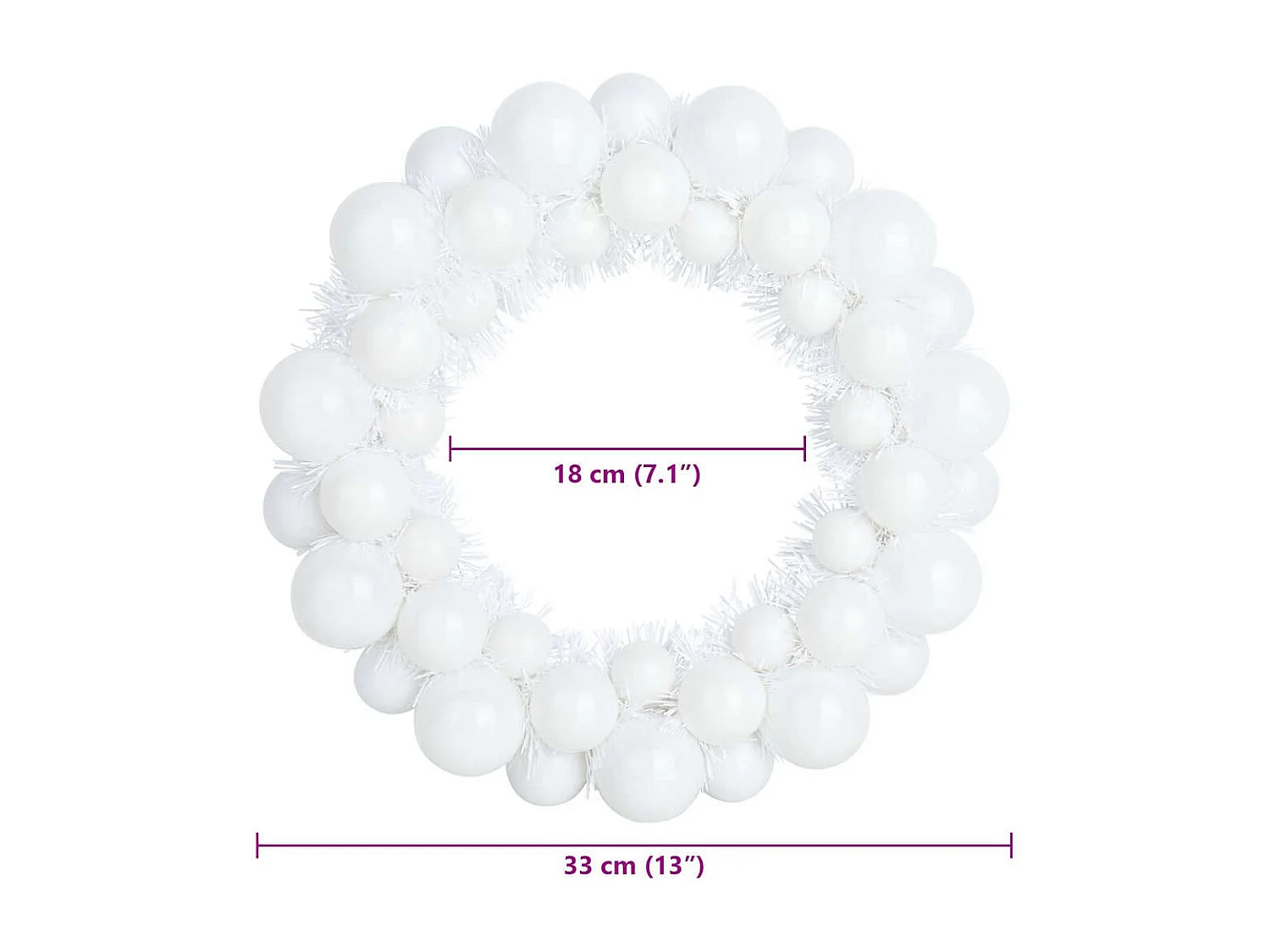 Couronnes de Boules de Noël 2 pcs Blanc 33 x 33 x 7 cm