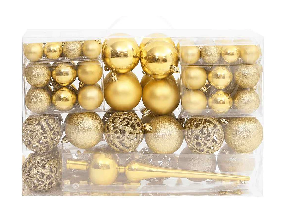 Ensemble de boules de Noël 111 pièces doré polystyrène