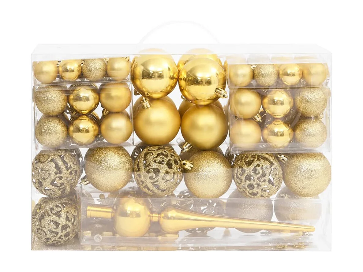 Ensemble de boules de Noël 111 pièces doré polystyrène