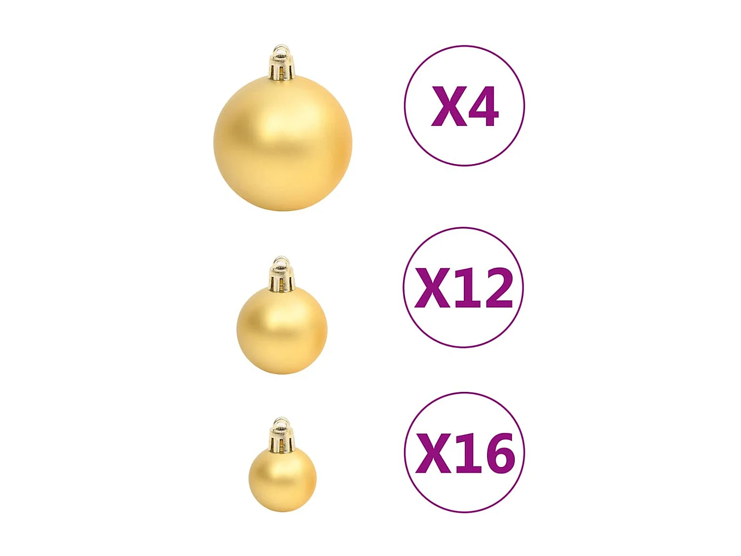 Ensemble de boules de Noël 111 pièces doré polystyrène