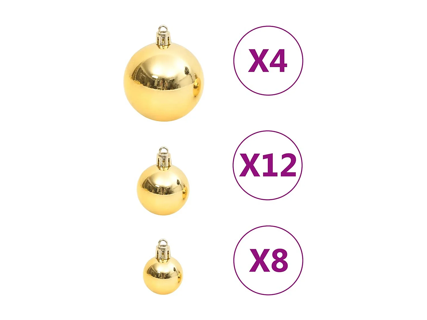 Ensemble de boules de Noël 111 pièces doré polystyrène