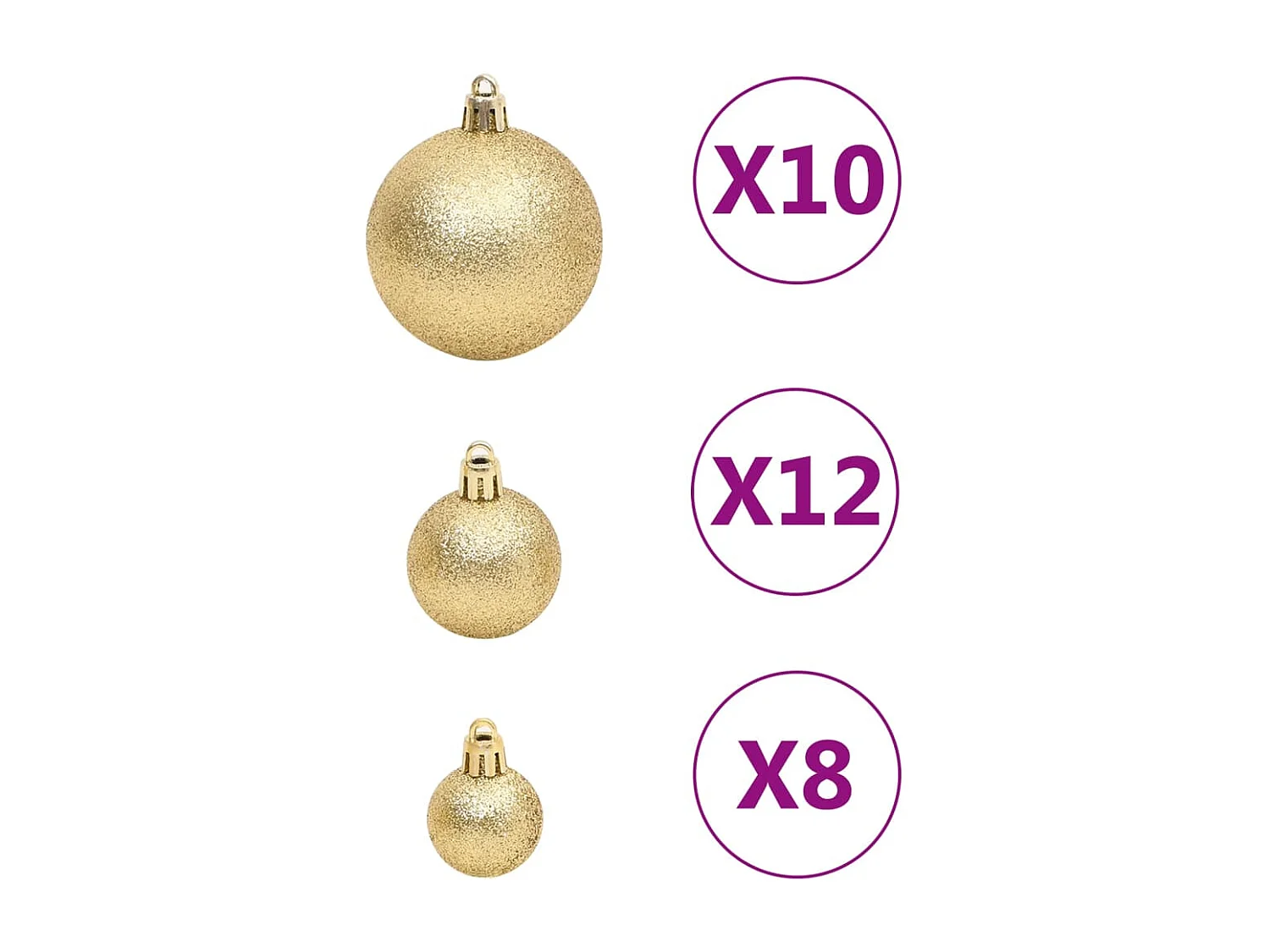 Ensemble de boules de Noël 111 pièces doré polystyrène