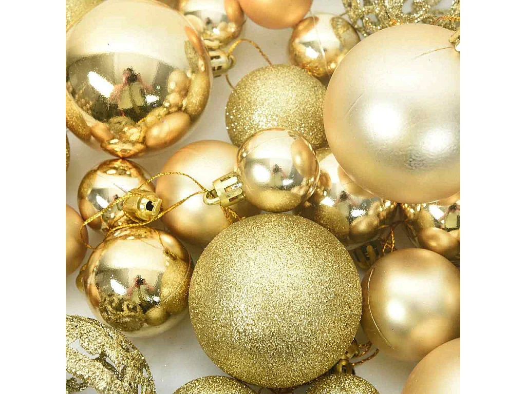 Ensemble de boules de Noël 111 pièces doré polystyrène