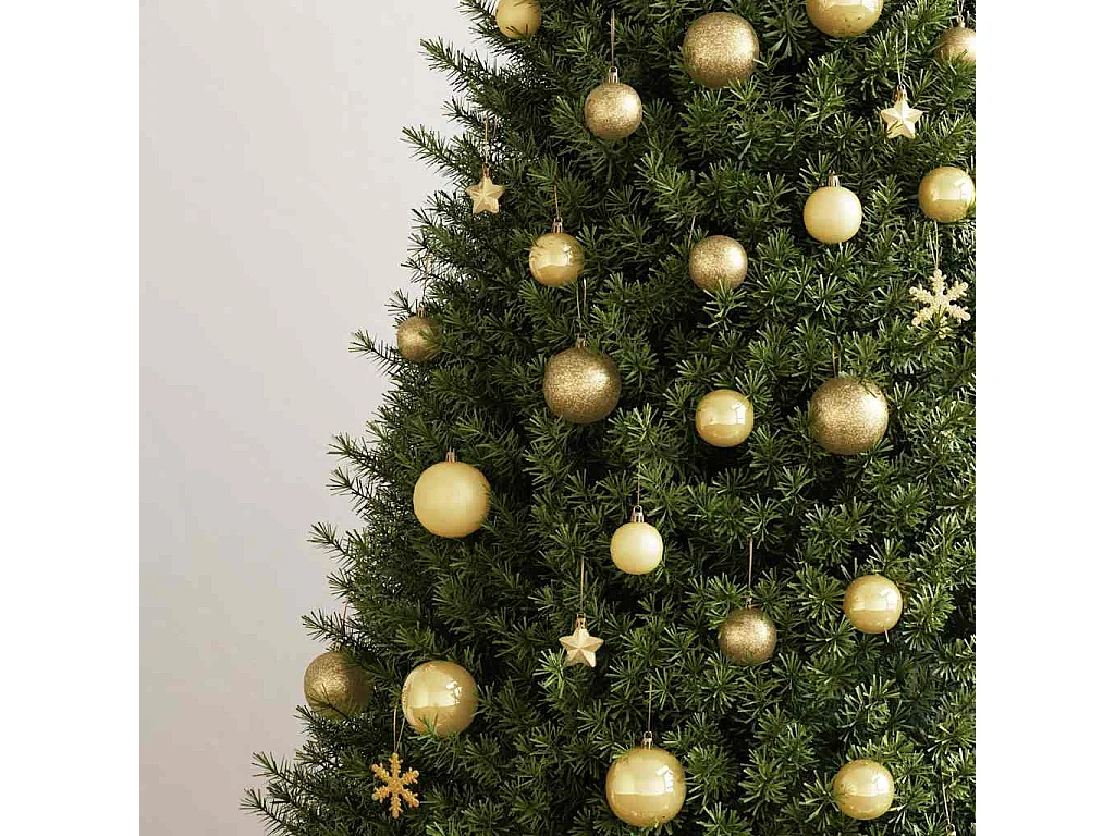 Ensemble de boules de Noël 111 pièces doré polystyrène