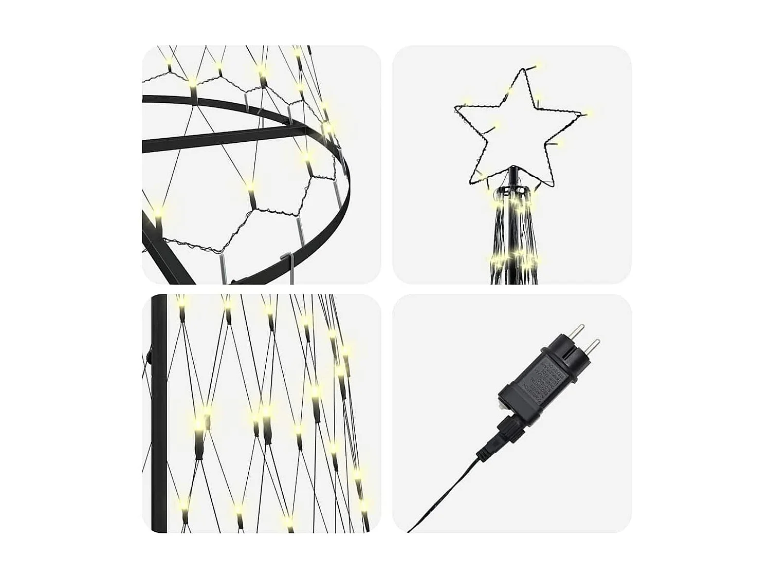 LED Weihnachtsbaum warmweiß 100,5 x 100,5 x 302,5 cm Metall