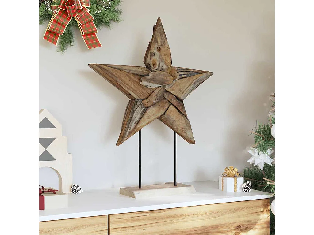 Étoile de Noël Marron 60 x 5 x 75 cm Bois de teck massif