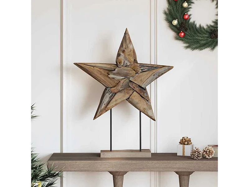Étoile de Noël Marron 60 x 5 x 75 cm Bois de teck massif