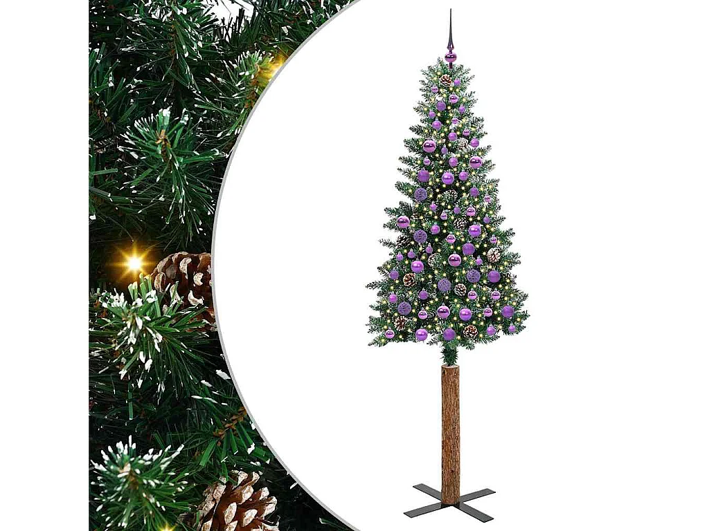 Sapin de Noël mince avec 300 LED Vert et blanc 210 cm