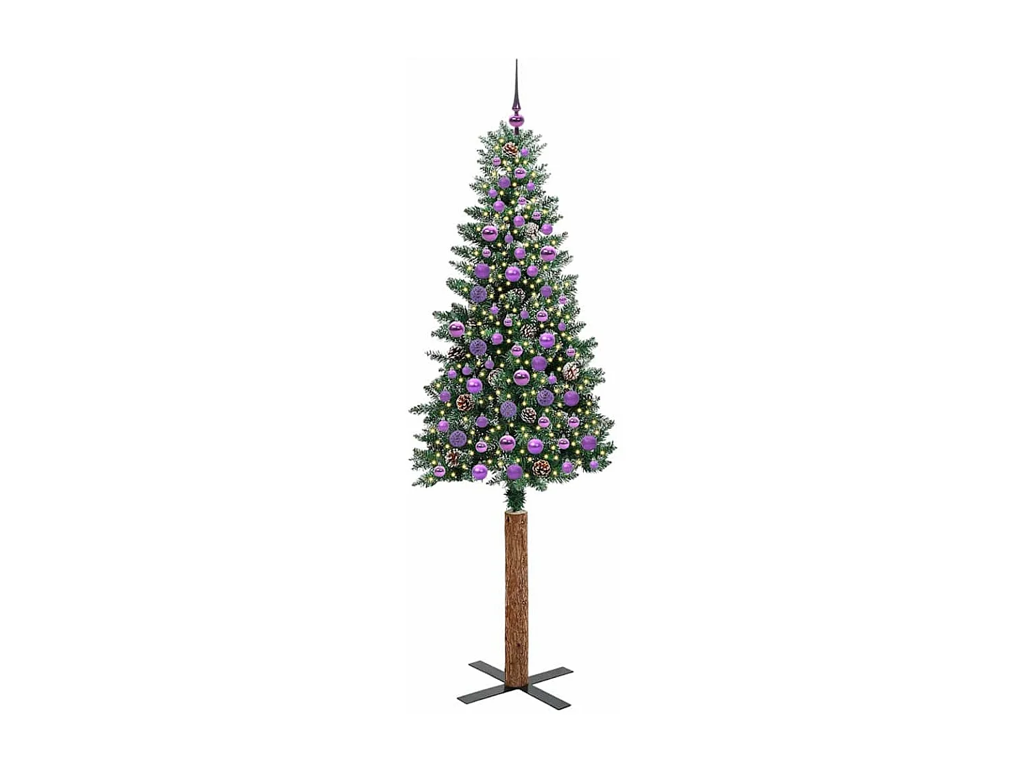 Sapin de Noël mince avec 300 LED Vert et blanc 210 cm