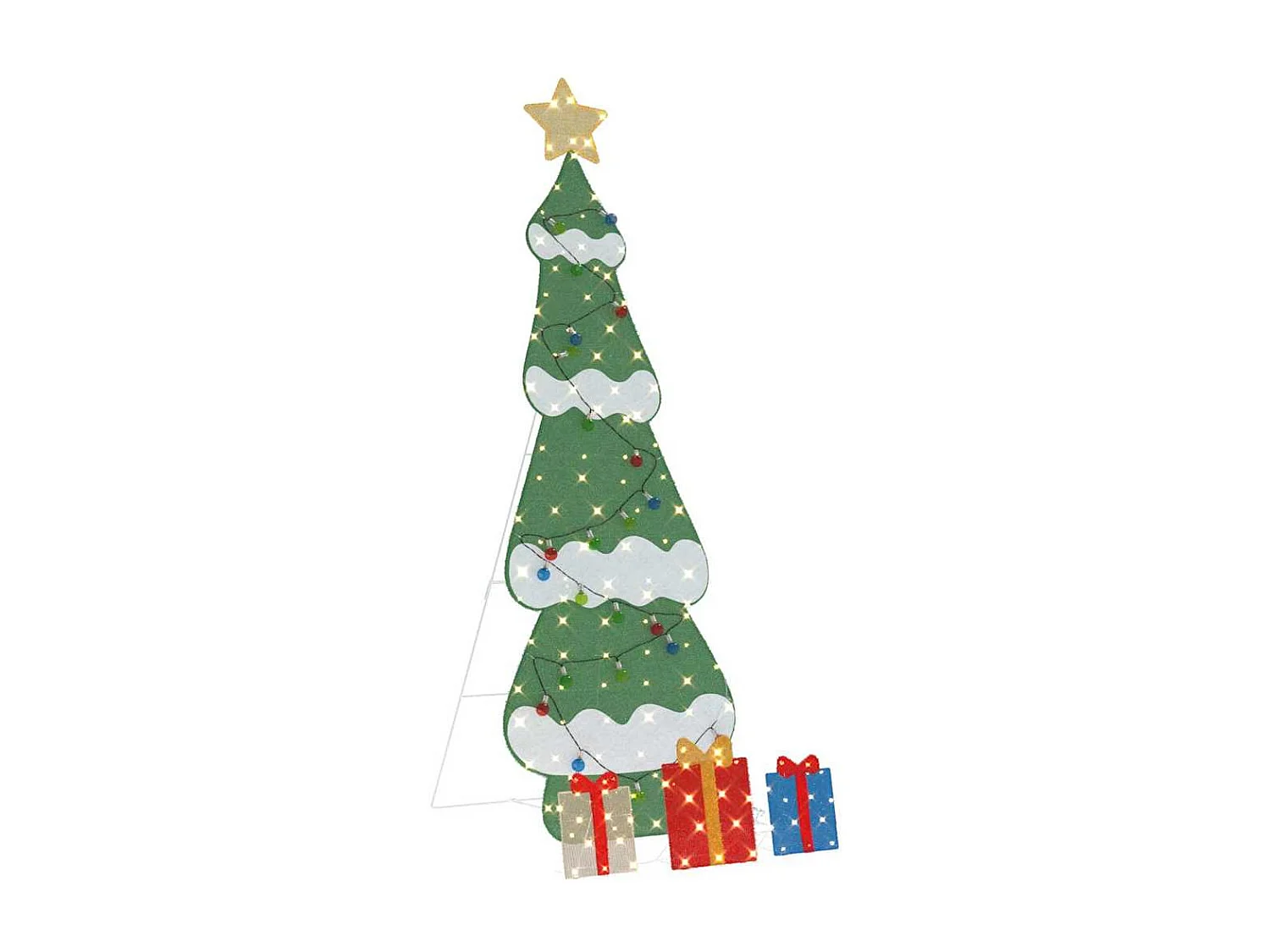 Sapin de Noël lumineux avec 3 boîtes-cadeaux 2D blanc chaud