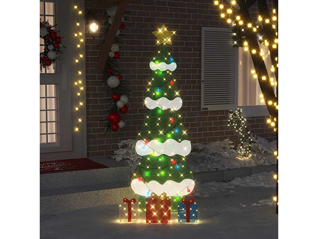 Sapin de Noël lumineux avec 3 boîtes-cadeaux 2D blanc chaud