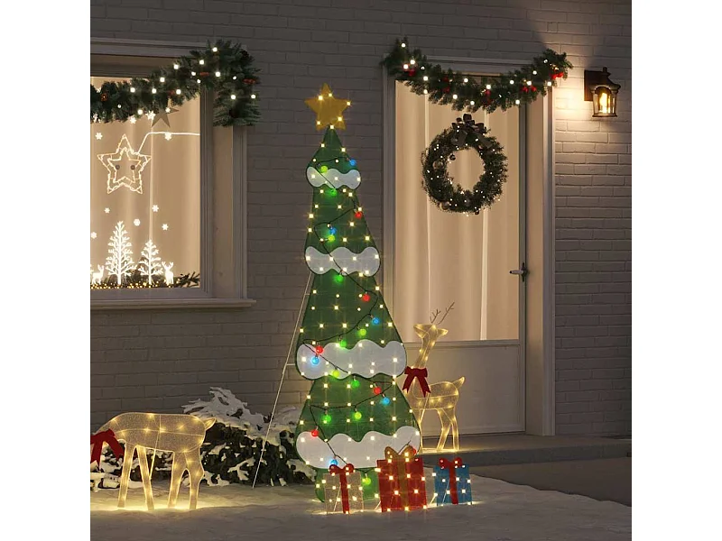 Sapin de Noël lumineux avec 3 boîtes-cadeaux 2D blanc chaud