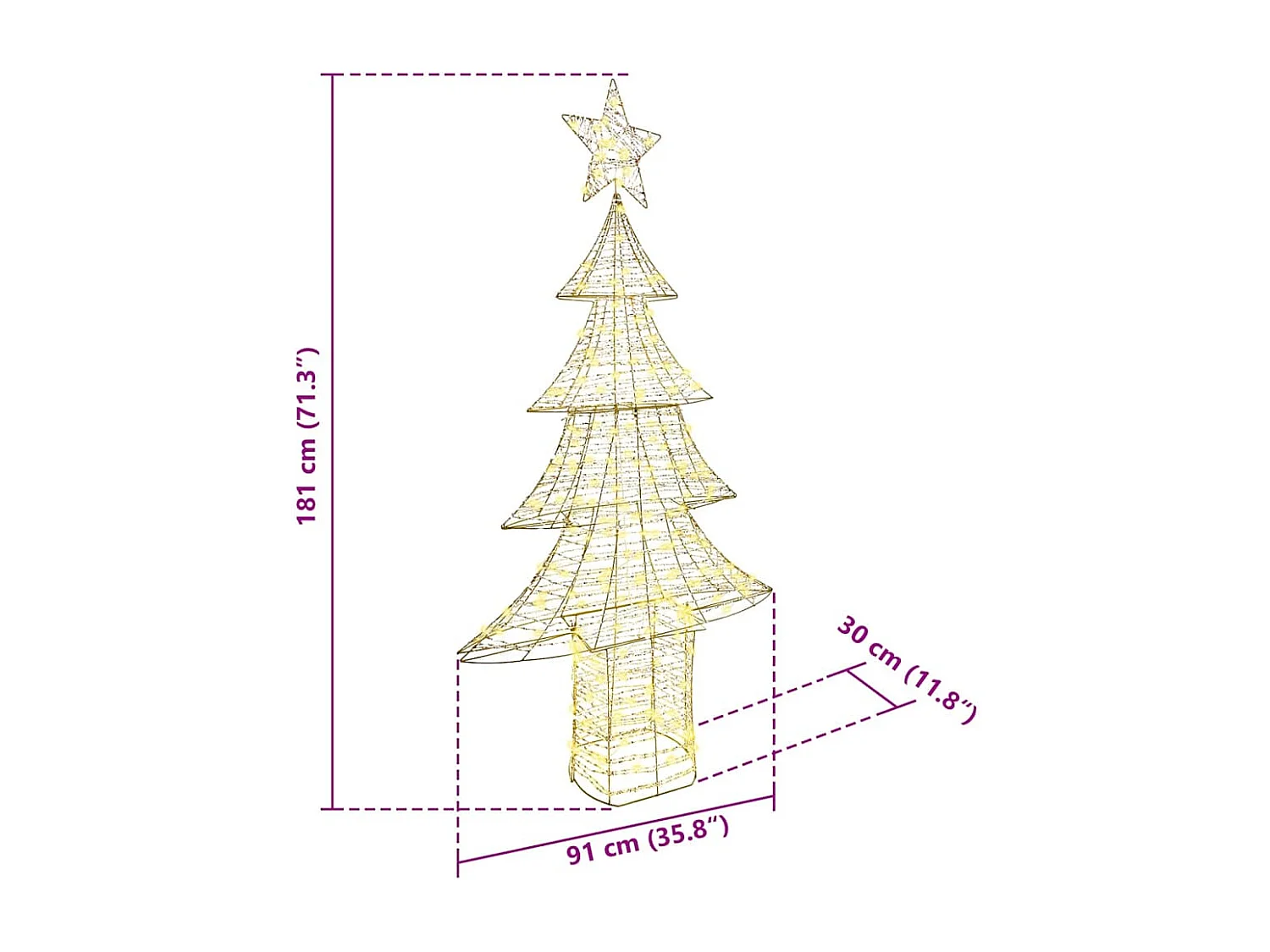 Sapin de Noël avec 240 LED Blanc chaud 180 cm PET