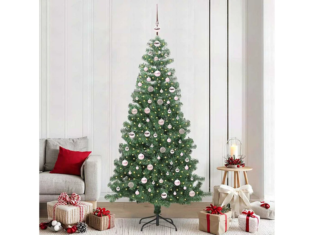 Sapin de Noël avec 300 LED avec support Vert 240 cm PVC