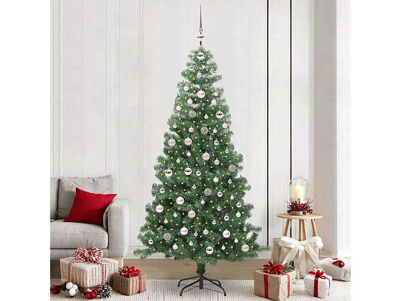 Sapin de Noël avec 300 LED avec support Vert 240 cm PVC