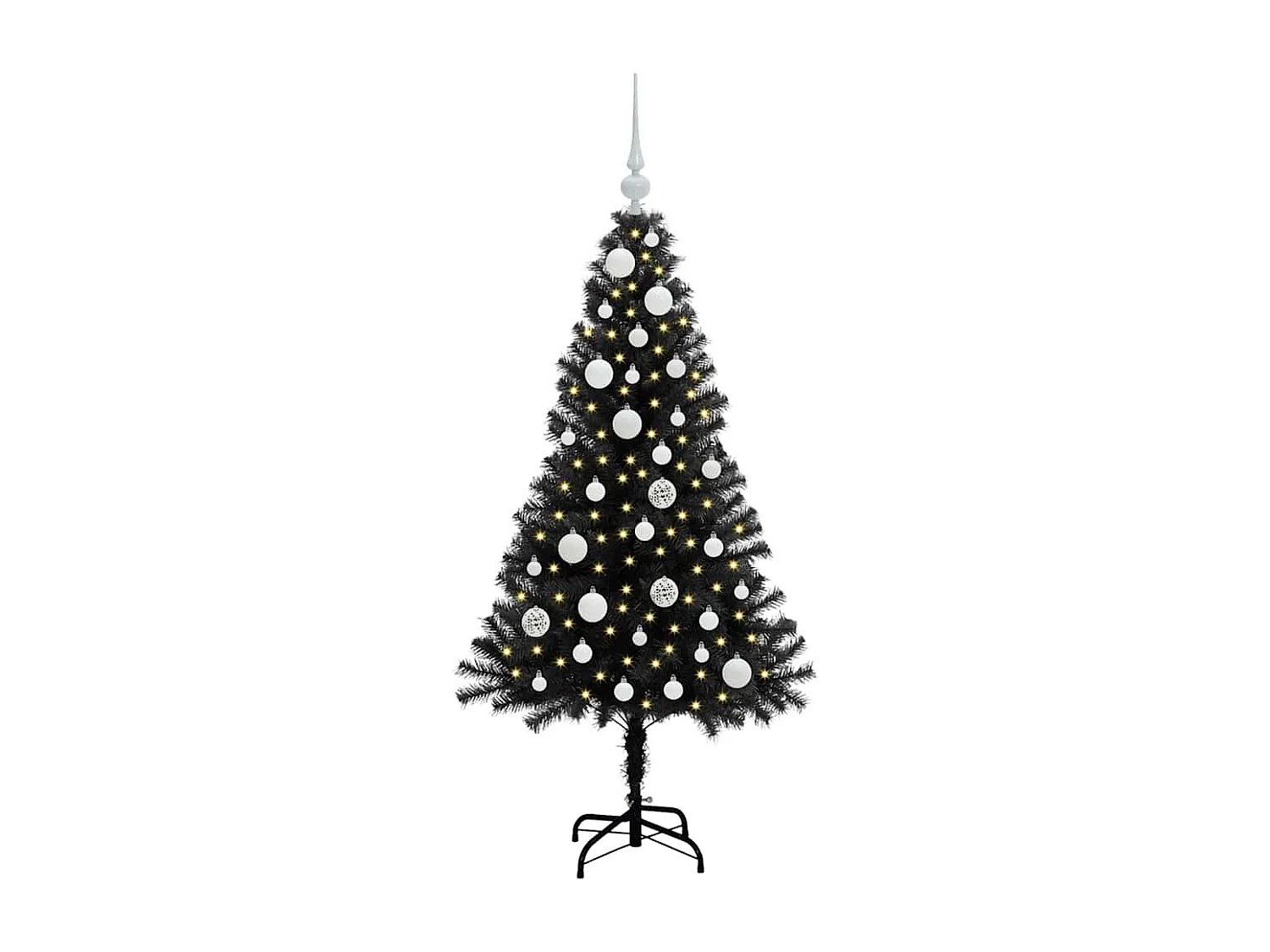 Weihnachtsbaum mit 150 LEDs mit Ständer Schwarz 120 cm PVC