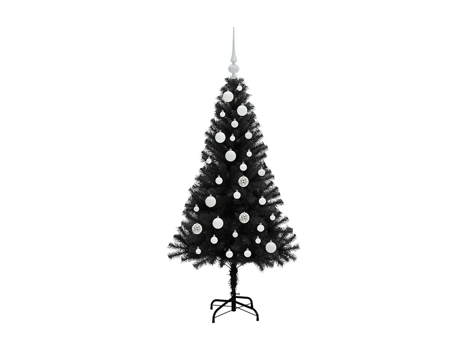 Weihnachtsbaum mit 150 LEDs mit Ständer Schwarz 120 cm PVC