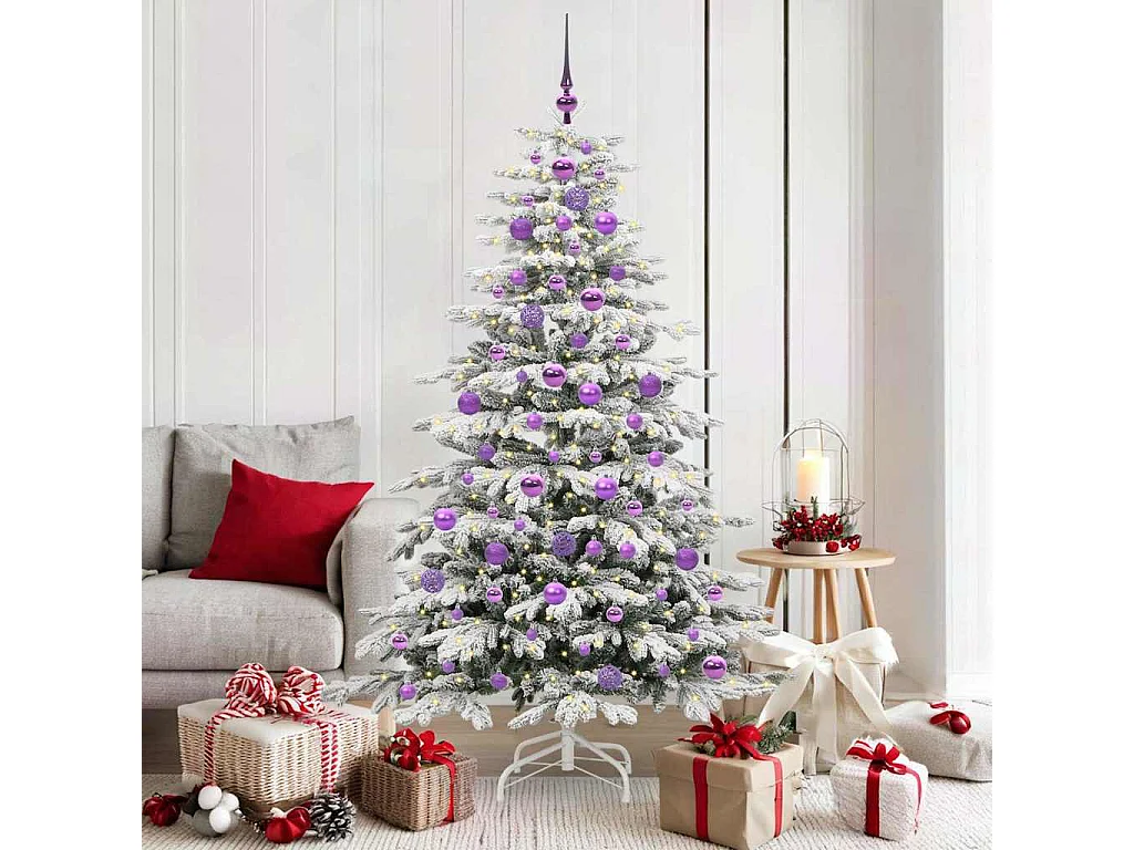 Albero di Natale artificiale con rami incernierati bianco 180 cm