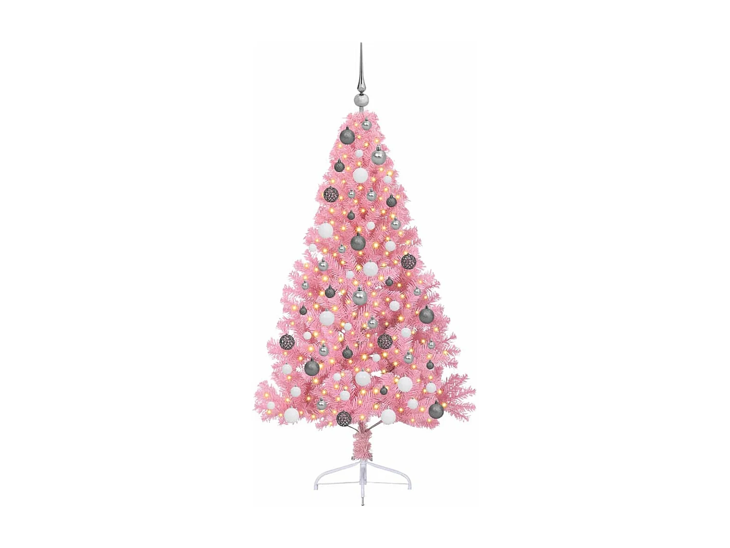 Albero di Natale artificiale preilluminato rosa 180 cm in PVC