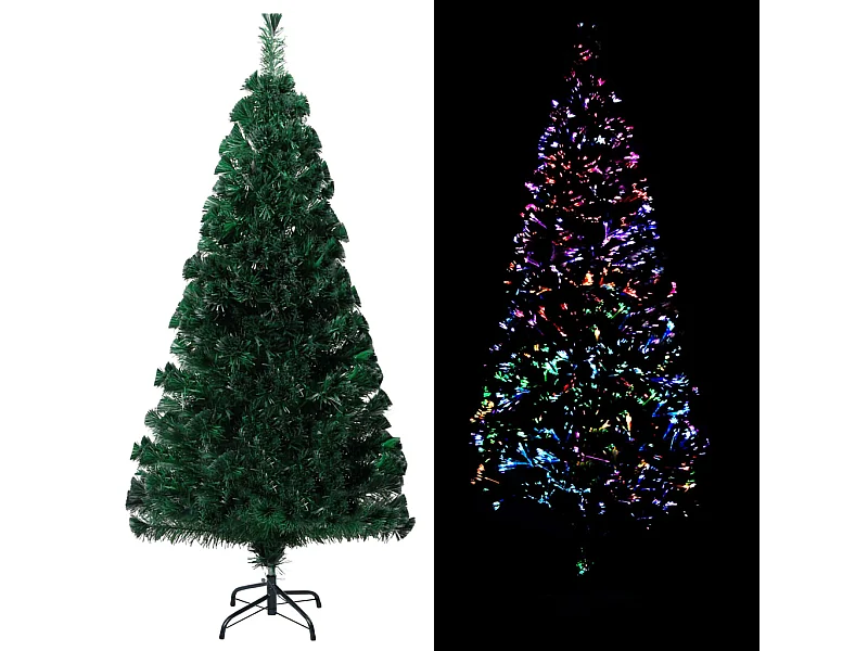 Sapin de Noël artificiel avec support vert 150 cm fibre optique