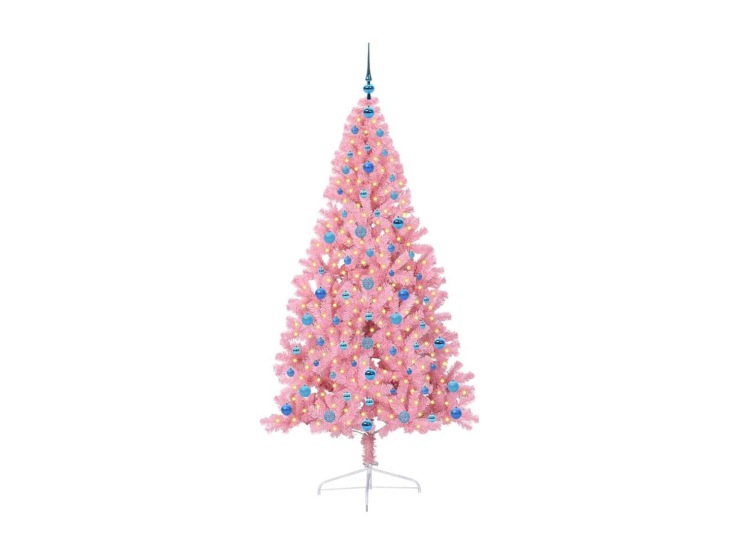 Künstlicher Weihnachtsbaum mit Beleuchtung, Rosa, 210 cm, PVC