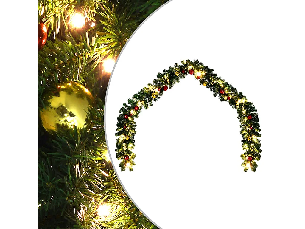 Ghirlanda natalizia decorata con palline e luci LED 10 m