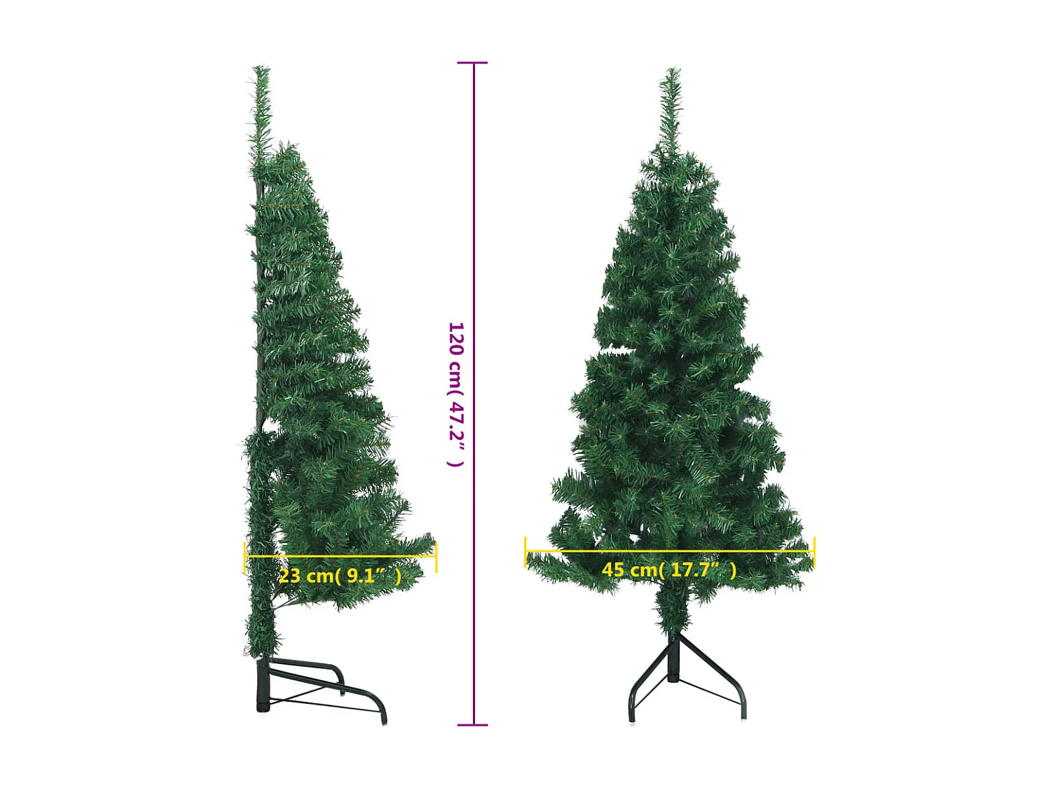 Sapin de Noël artificiel d'angle Vert 120 cm PVC