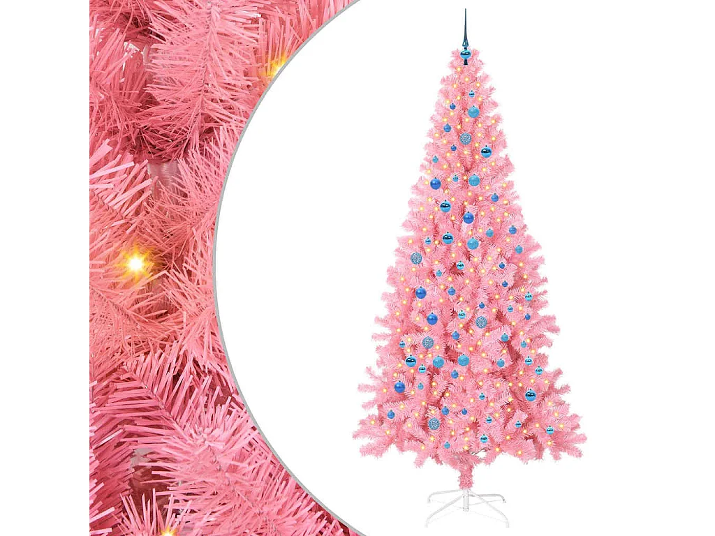 Weihnachtsbaum mit 300 LEDs mit Ständer Pink 240 cm PVC