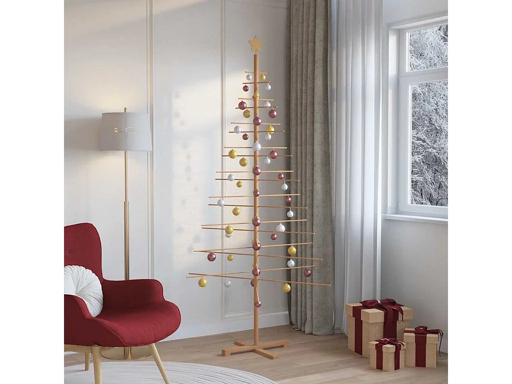 Arbre de Noël en bois avec support Marron 210 cm Bambou