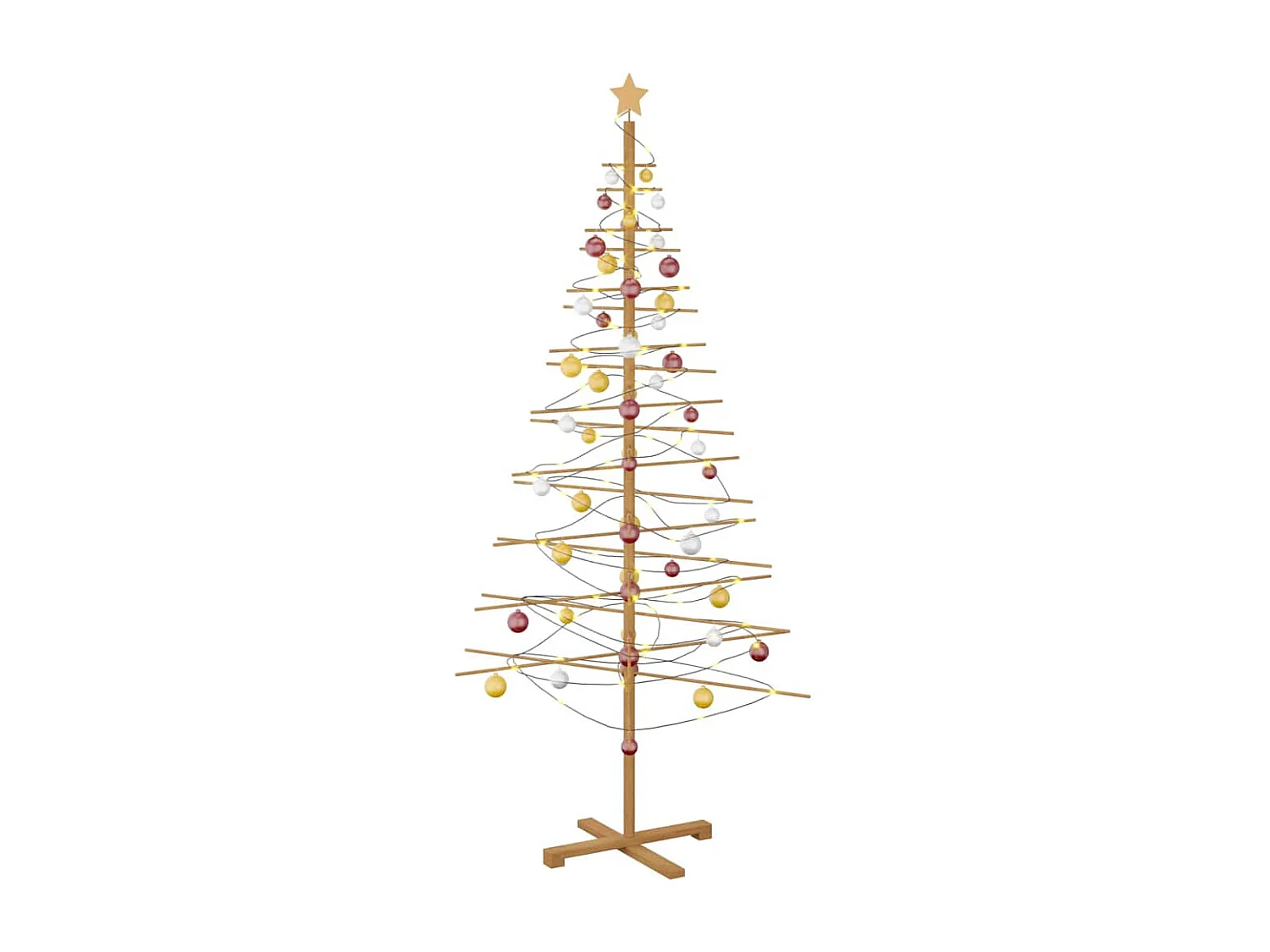 Albero di Natale in legno con supporto Marrone 210 cm Bambù