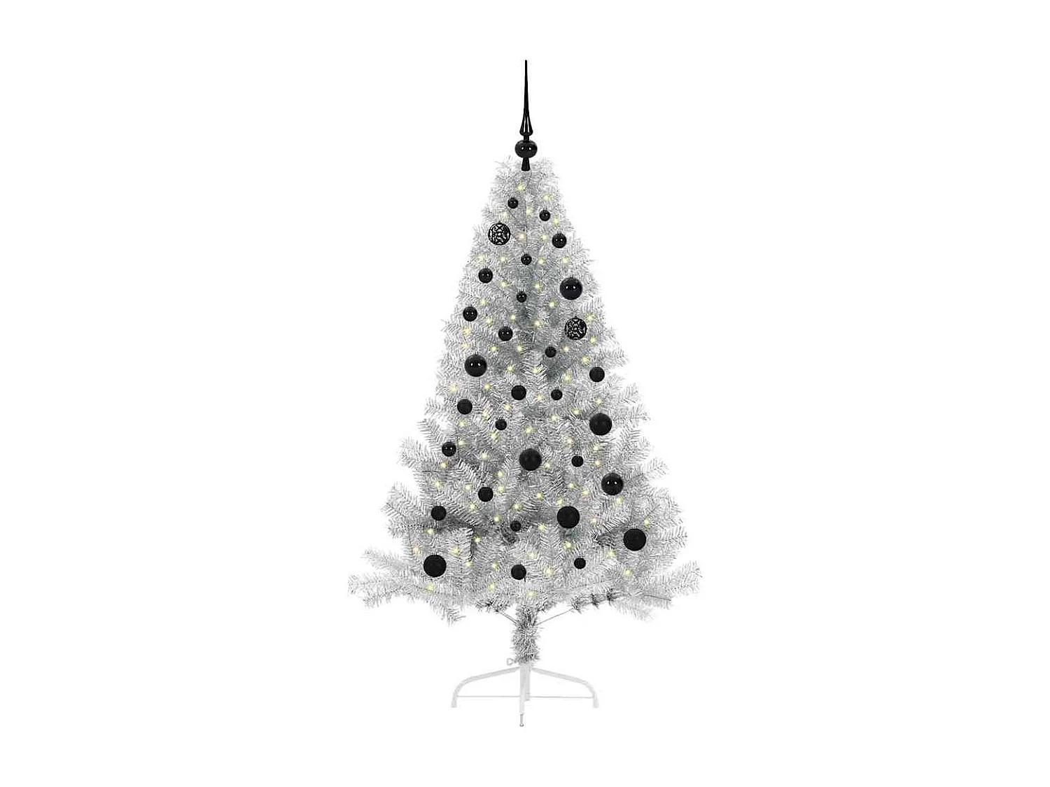 Sapin de Noël artificiel pré-éclairé Argent 150 cm PET