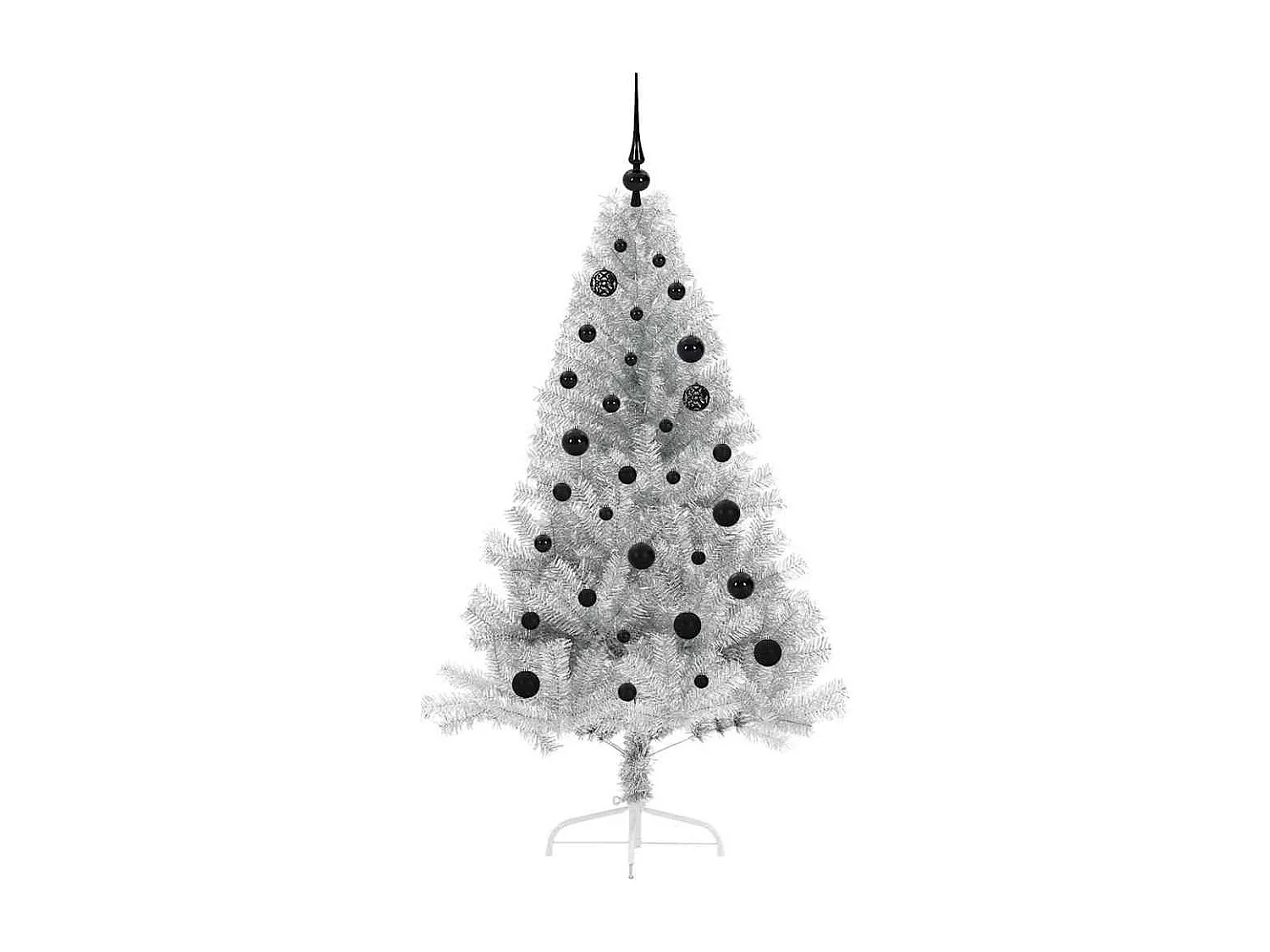 Sapin de Noël artificiel pré-éclairé Argent 150 cm PET