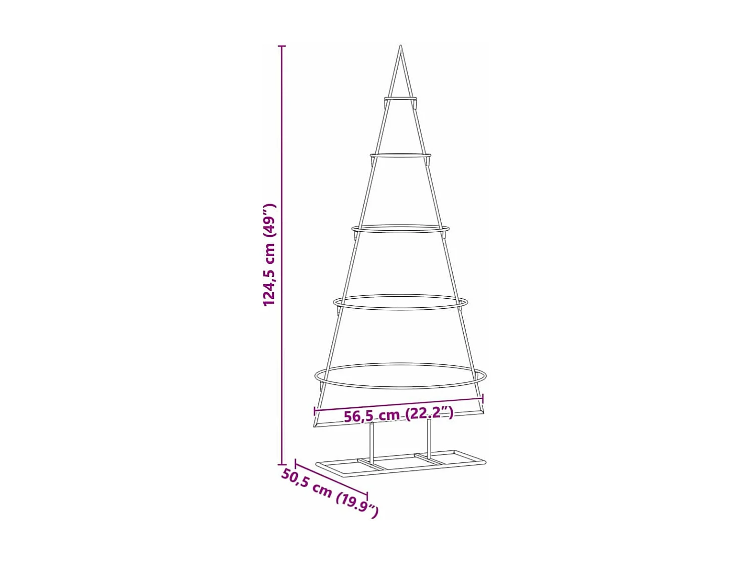 Gouden metalen kerstboom 125 cm gepoedercoat staal