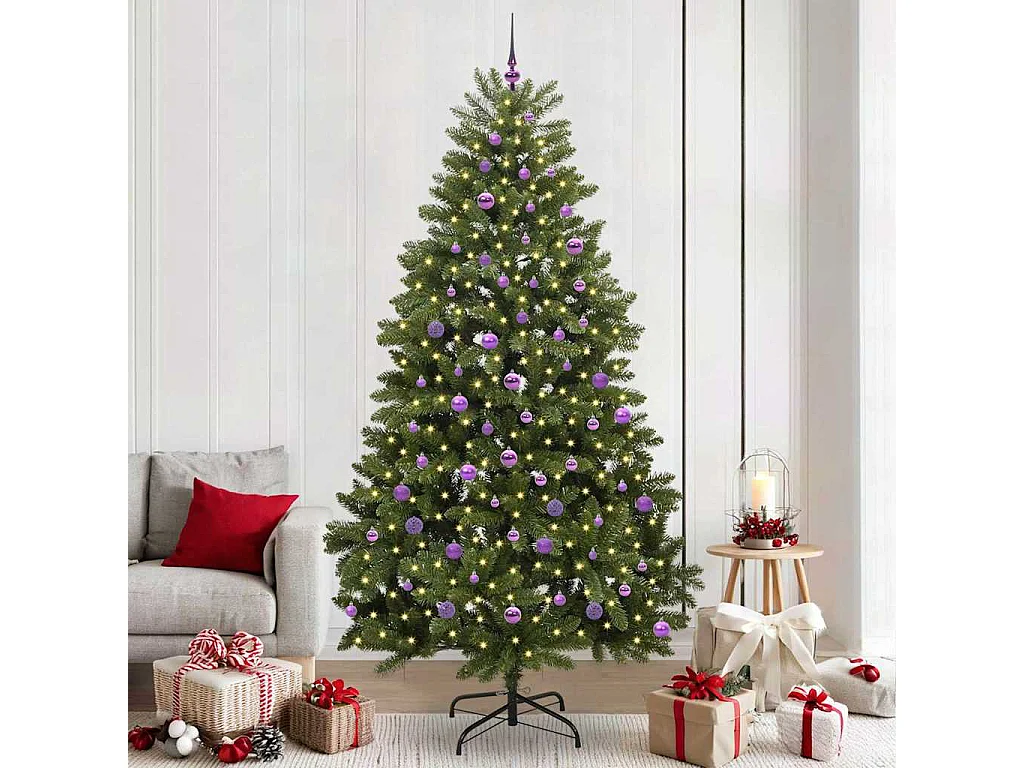 Albero di Natale artificiale con 300 LED Verde 240 cm PVC e metallo