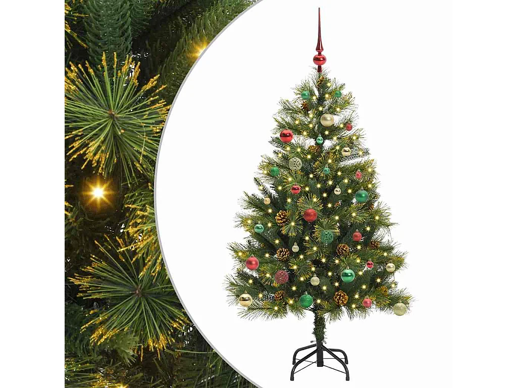 Sapin de Noël artificiel avec branches pliables et cônes 150 cm