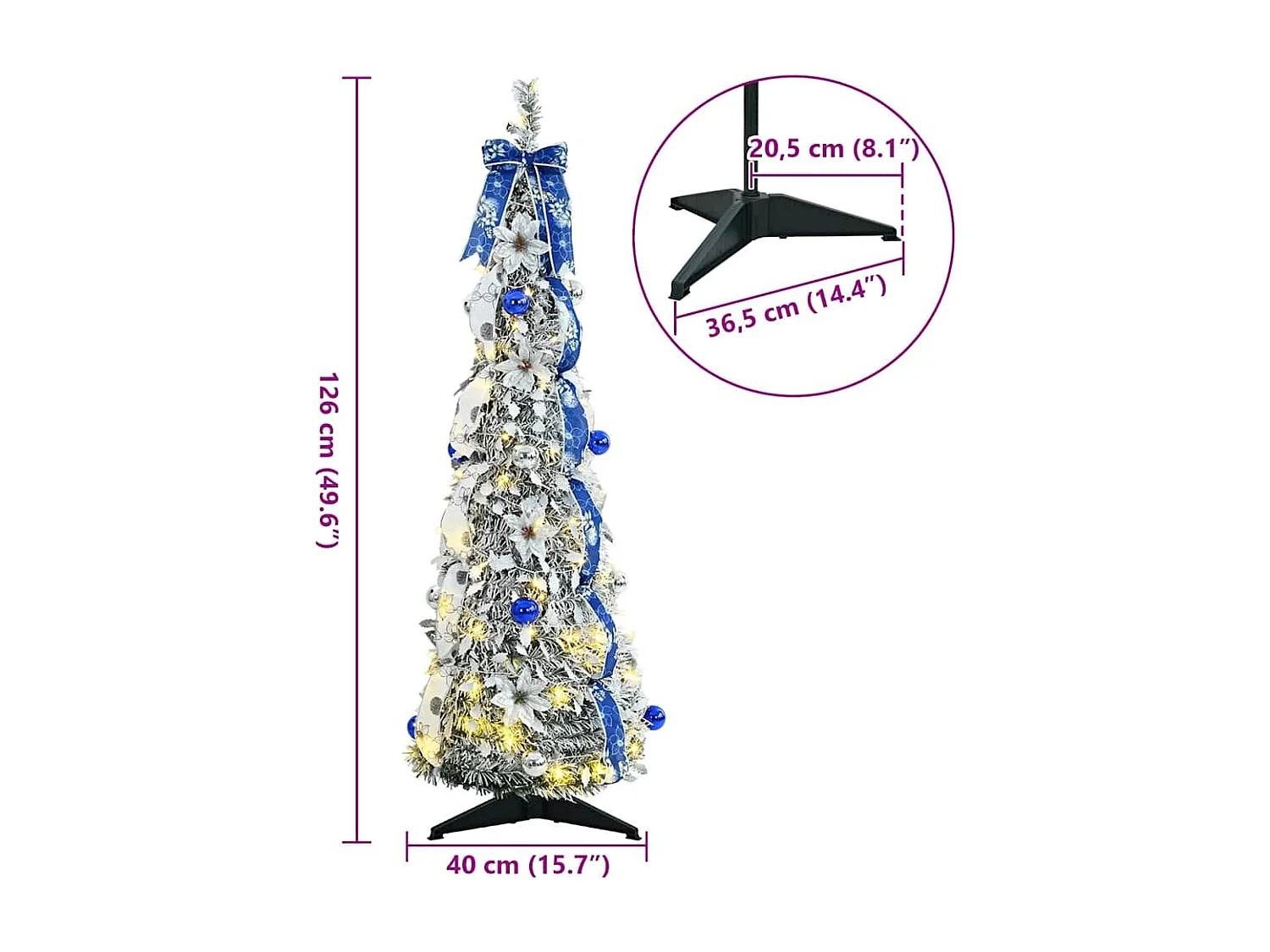 Albero di Natale artificiale con 50 LED Verde 120 cm PVC
