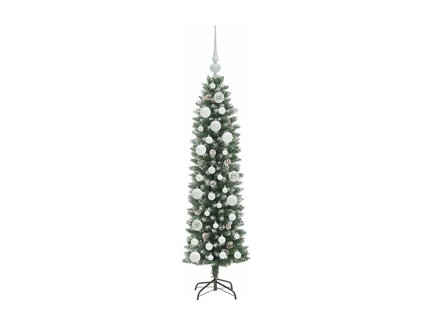 Albero di Natale artificiale sottile con 150 LED Verde e bianco 120 cm