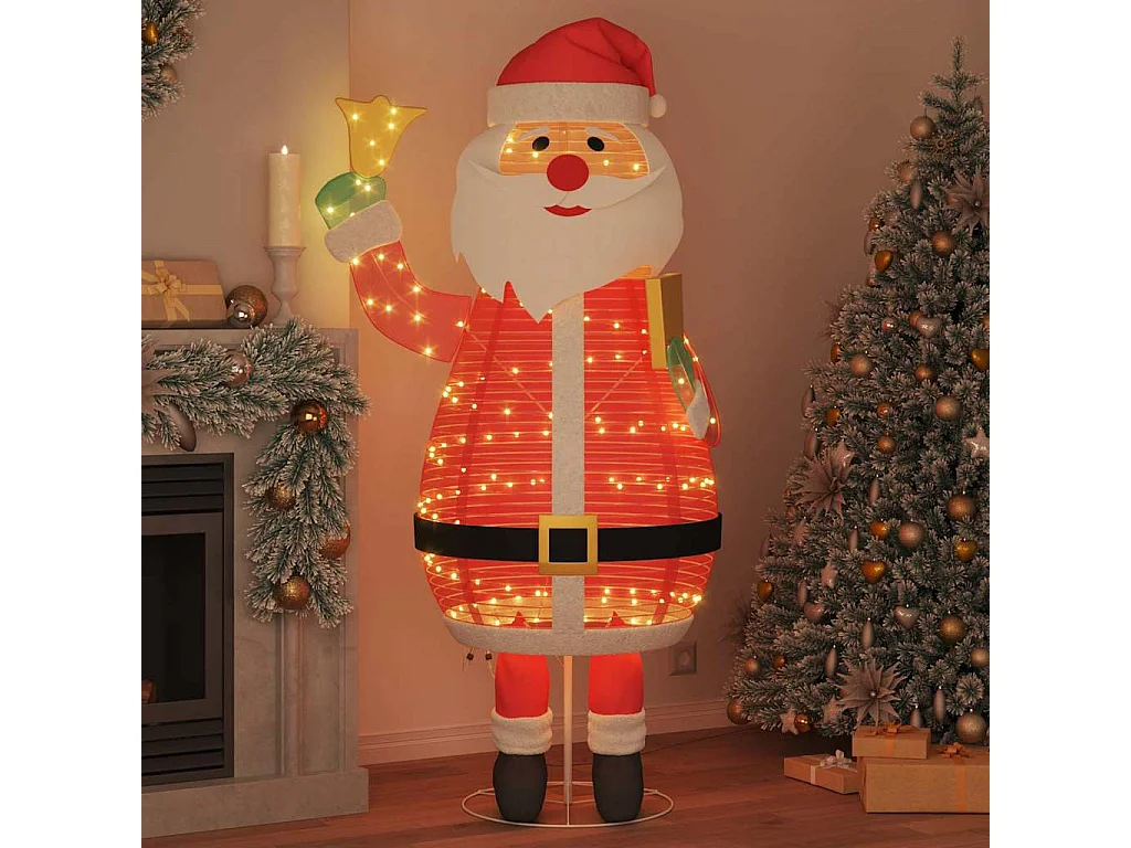 Père Noël de Noël avec 200 LED Blanc chaud 100 x 180 cm tissu