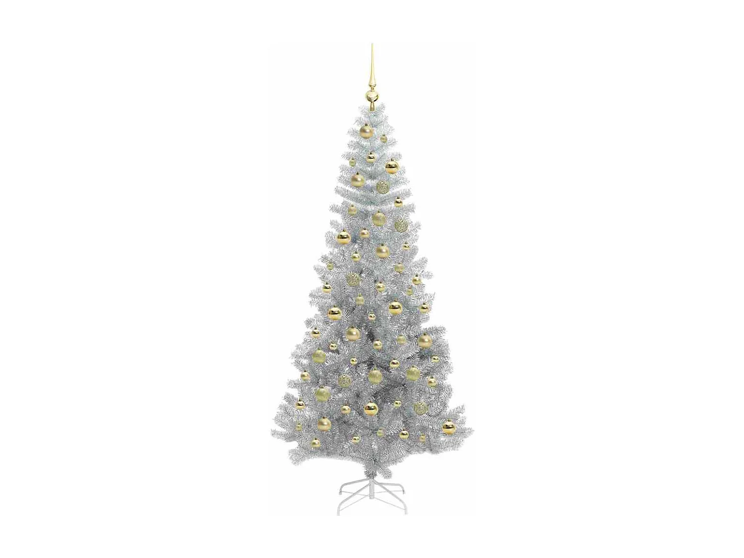 Sapin de Noël avec 300 LED avec support Argent 210 cm PET